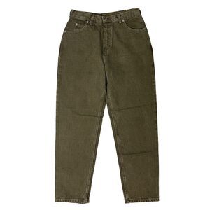 Vintage Lands End Jeans Women 10 Loden Green Denim Relaxed Fit Cotton Carrot Leg